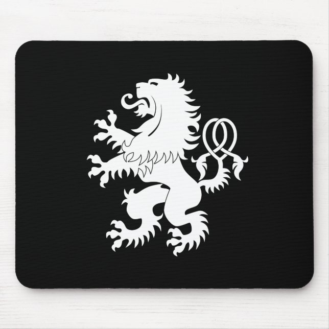 Crossed Tail Rampant Lion Heraldry Mousepad (Front)