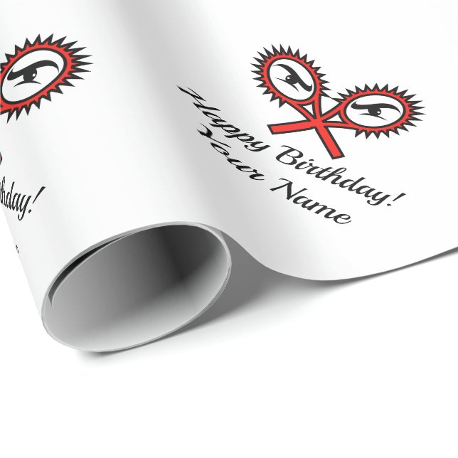 Crossed tennis rackets logo Birthday or Christmas Wrapping Paper (Roll Corner)