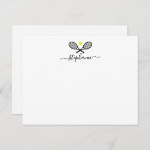 Crossed Tennis Rackets Modern Script Card