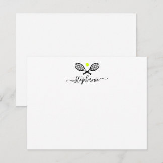 Crossed Tennis Rackets Modern Script Card