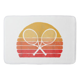 Crossed Tennis Racquets Retro 80s Sun Vintage Grap Bath Mat