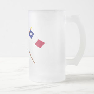 Crossed Texas and Dodson Flags Frosted Glass Beer Mug