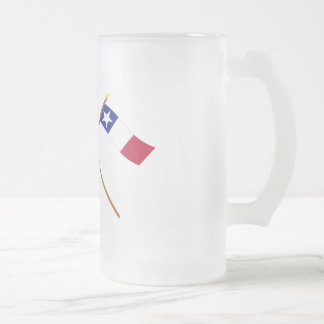 Crossed Texas and Dodson Flags Frosted Glass Beer Mug