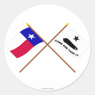 Crossed Texas and Gonzales Flags Classic Round Sticker