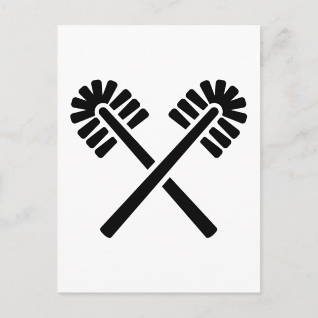 Crossed toilet brushes postcard (Front)