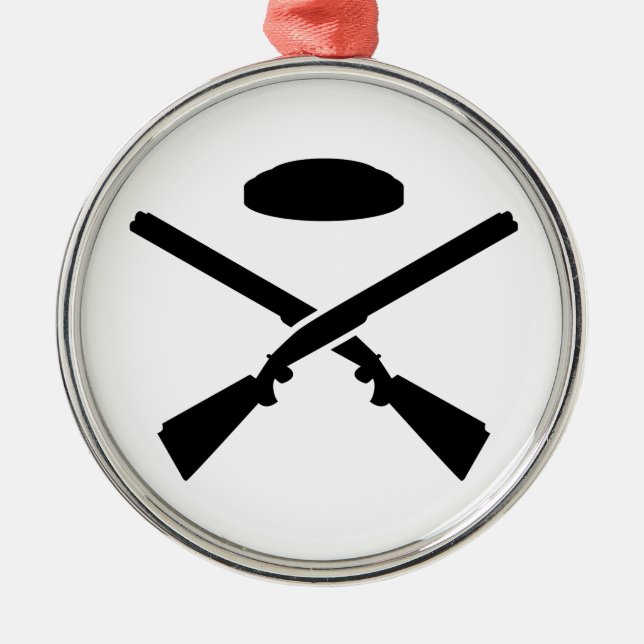 Crossed trap shooting shotguns metal tree decoration (Front)