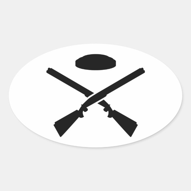 Crossed trap shooting shotguns oval sticker (Front)