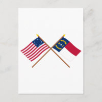 Crossed US 13-star and North Carolina State Flags