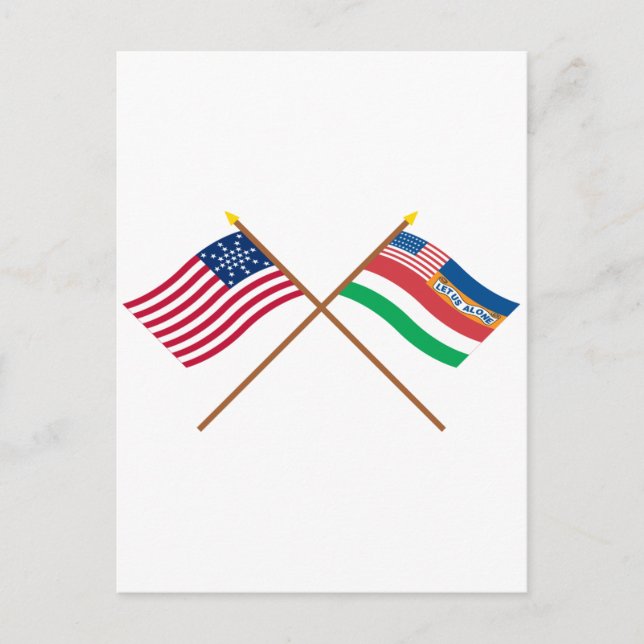 Crossed US 27-star and 1845 Florida State Flags Postcard (Front)