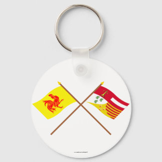 Crossed Walloon and Liège Flags Key Ring