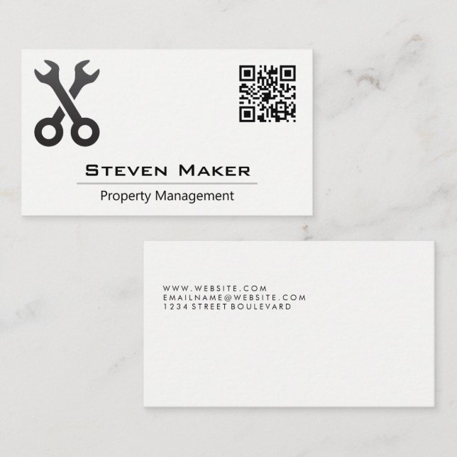 Crossed Wrenches | QR Code Business Card (Front/Back)