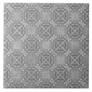 Crosses and Circles Grey Geometric Pattern Tile