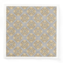 Crosses and Circles Grey Gold Geometric Pattern