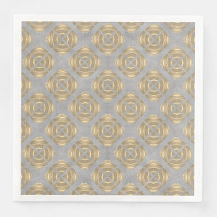 Crosses and Circles Grey Gold Geometric Pattern Napkin