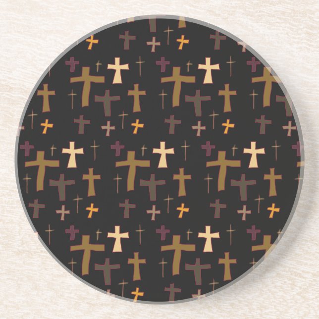 Crosses Christian Themed Neutral  Coaster (Front)