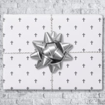 Crosses - Grey on White Wrapping Paper Sheets