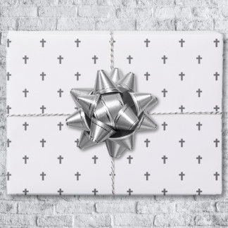 Crosses - Grey on White Wrapping Paper Sheets