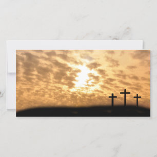 Crosses on a Hill Easter "He is Risen" Photo Card