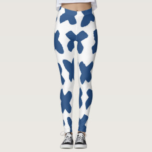 Crosses Shibori: Indigo Batik Pattern Leggings