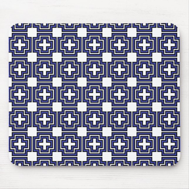Crosses & Squares Blue - Mousepad (Front)