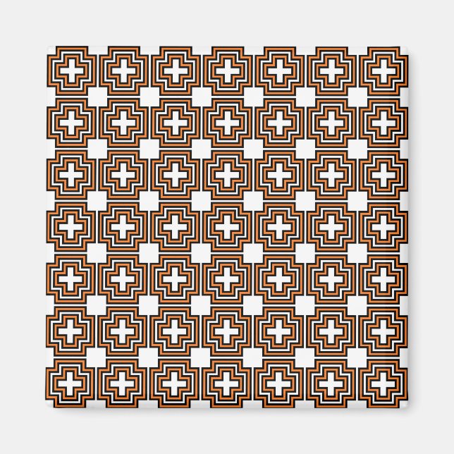 Crosses & Squares Orange - Magnet (Front)