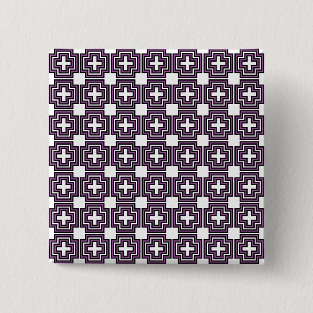 Crosses & Squares Purple 15 Cm Square Badge (Front)