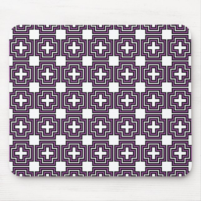 Crosses & Squares Purple - Mousepad (Front)