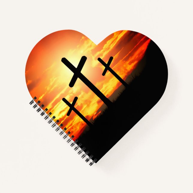 Crosses, Sunset Silhouettes Painting-67137 Notebook (Front)