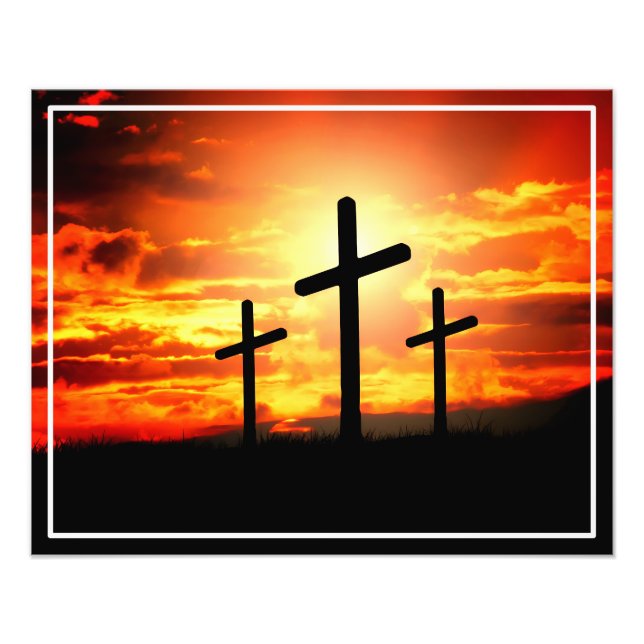 Crosses, Sunset Silhouettes Painting  Photo Print (Front)