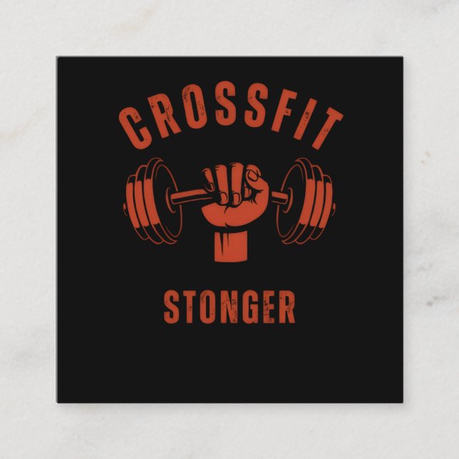 CrossFit Stronger--Power & Strength Mindset Square Business Card (Front)