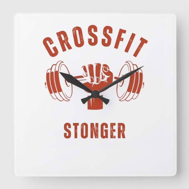 CrossFit Stronger--Power & Strength Mindset Square Wall Clock (Front)