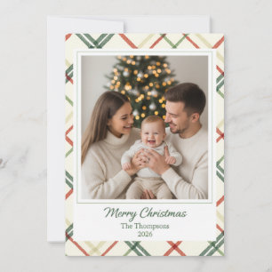 Crosshatch Plaid Custom Family Photo Christmas Card