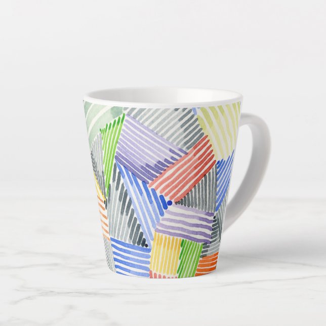 Crosshatch Quilt I Latte Mug (Right Angle)