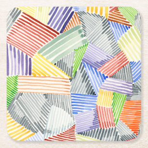 Crosshatch Quilt I Square Paper Coaster