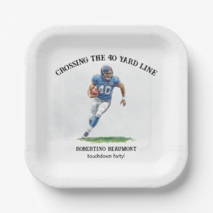 Crossing 40 Yard American Football 40th birthday Paper Plate