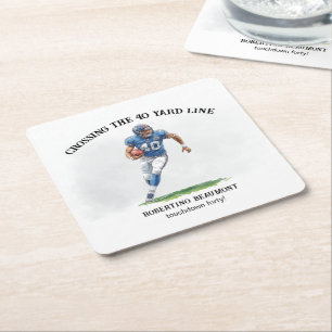 Crossing 40 Yard American Football 40th birthday Square Paper Coaster