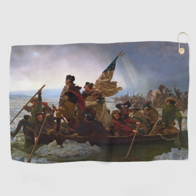 Crossing Delaware 1776: General George Washington Golf Towel (Horizontal)