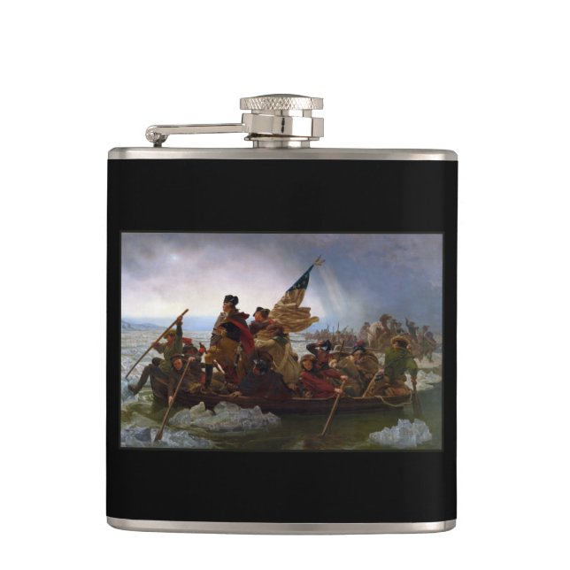 Crossing Delaware 1776: General George Washington Hip Flask (Front)