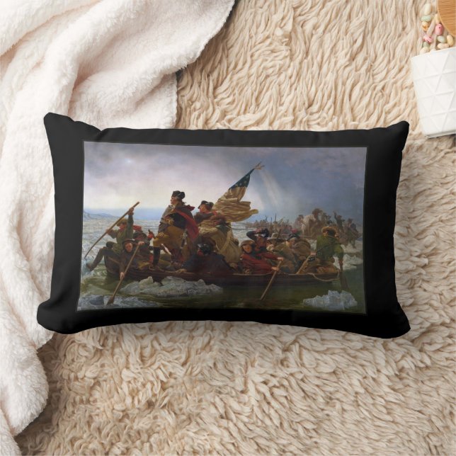 Crossing Delaware 1776: General George Washington Lumbar Cushion (Blanket)