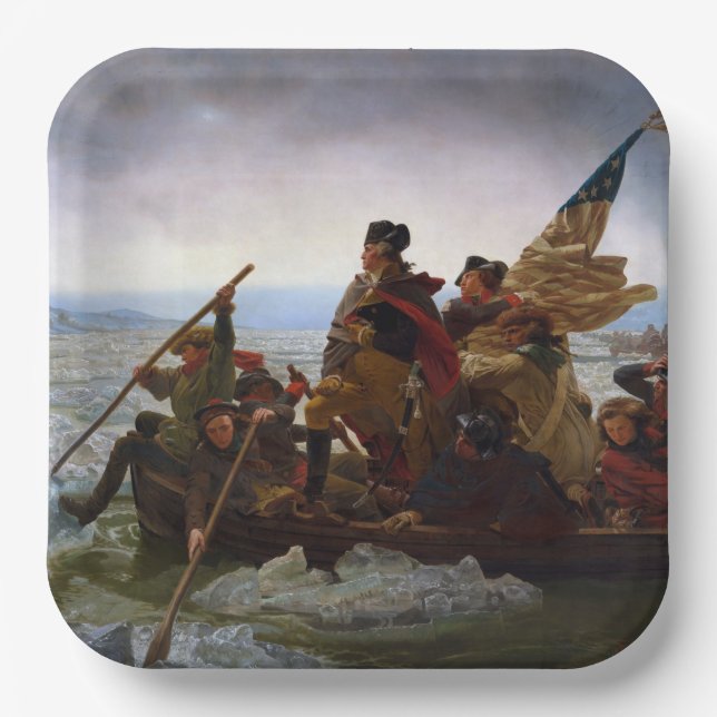 Crossing Delaware 1776: General George Washington Paper Plate (Front)