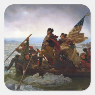 Crossing Delaware 1776: General George Washington Square Sticker