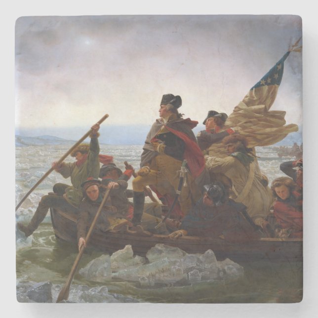 Crossing Delaware 1776: General George Washington Stone Coaster (Front)