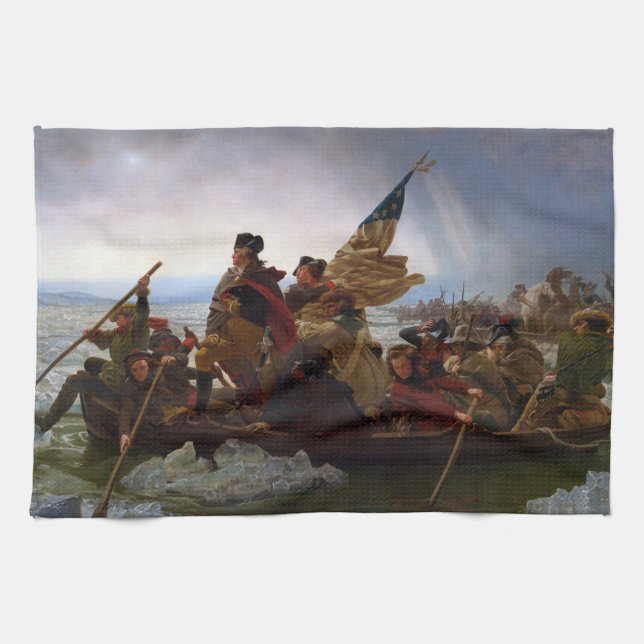 Crossing Delaware 1776: General George Washington Tea Towel (Horizontal)