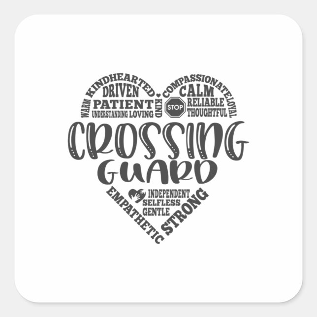 Crossing guard, school crossing guard square sticker (Front)