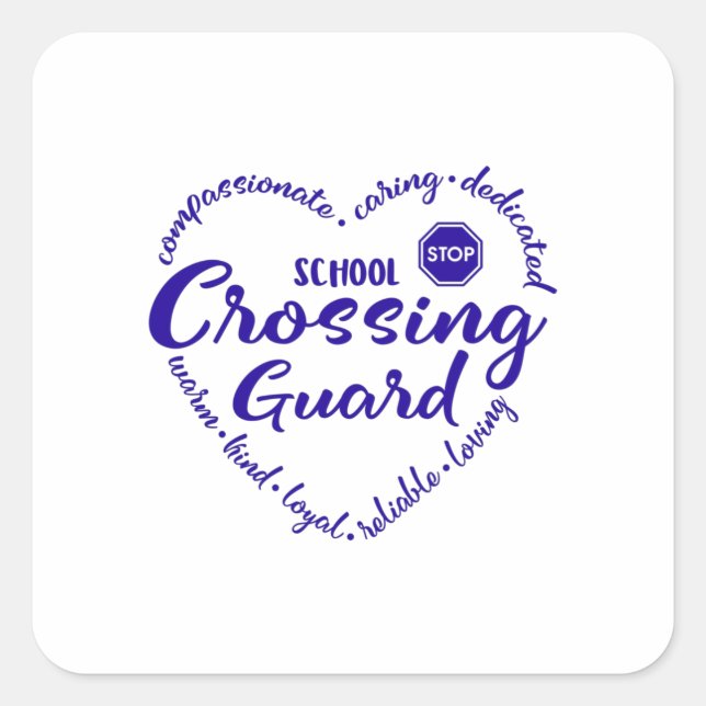 Crossing guard, school crossing guard square sticker (Front)