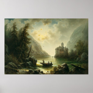 Crossing in a Moonlit Night – Albert Rieger Poster