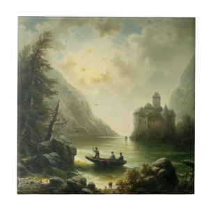 Crossing in a Moonlit Night – Albert Rieger Tile