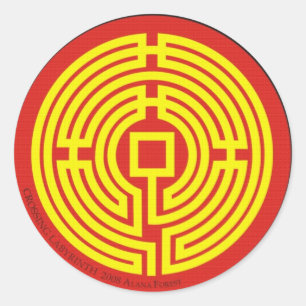 crossing labyrinth chinese classic round sticker