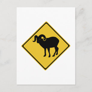 Crossing Mountain Goats, Traffic Sign, Canada Postcard