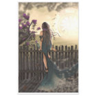 Crossing over, Portrait Floral Bird Fence Clock